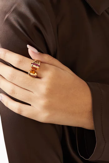 خاتم سكلبتد كابل مفتوح ذهب أصفر عيار 18