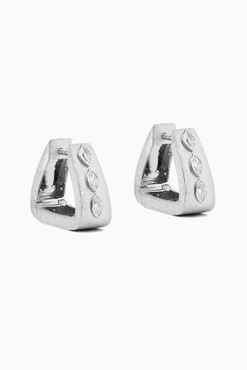 Marquise Diamond Huggies in 18kt Brushed White Gold