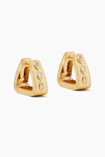 Marquise Diamond Huggies in 18kt Brushed Gold