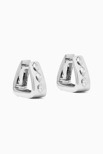 Marquise Diamond Huggies in 18kt White Gold
