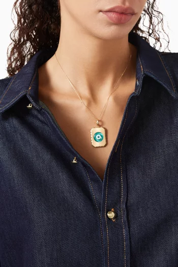 'BadEnergyBeGone' Charm Necklace in 18kt Gold