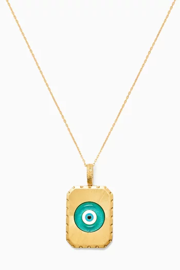 'BadEnergyBeGone' Charm Necklace in 18kt Gold