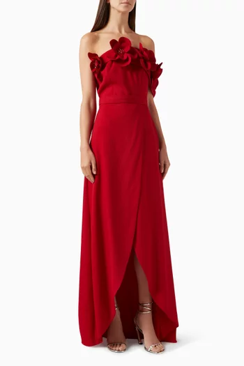 Off-shoulder Asymmetric Dress in Fine Casandra