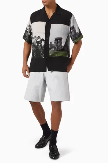 Whiteout Baggy Shorts in Denim