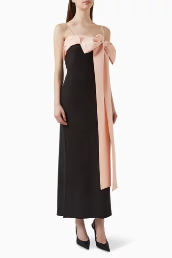 Bart Bow Maxi Dress in Crepe
