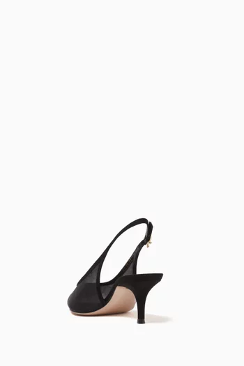 Slingback Pumps in Organza Mesh & Suede