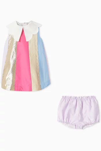 Rainbow Trapeze Dress & Bloomers Set