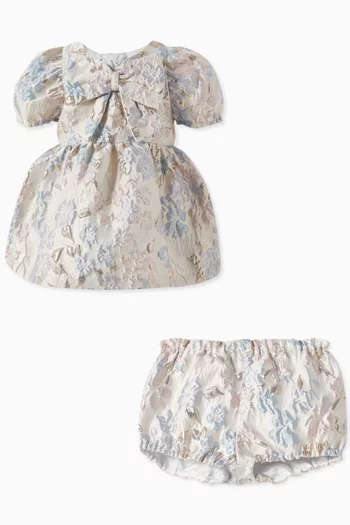 Floral Dress & Bloomers Set in Jacquard