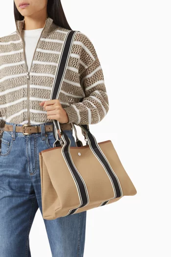 Medium Traversée Tote Bag in Linen Canvas