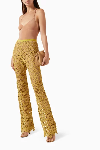 Sheer Boot Pants in Crochet-knit