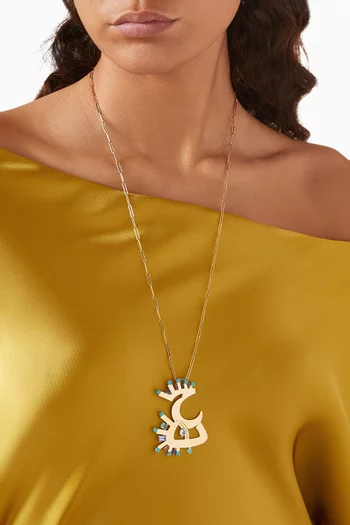 Sawa Multi-stone Letter Necklace in 18kt Gold