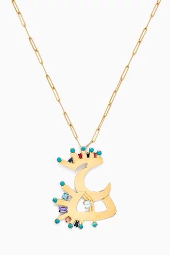 Sawa Multi-stone Letter Necklace in 18kt Gold