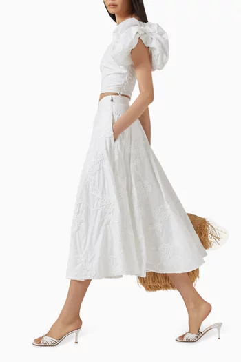 تنورة مطرزة بزهور قطن عضوي