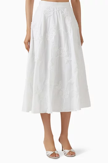 تنورة مطرزة بزهور قطن عضوي