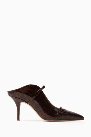 Maureen 70 Leopard-print Mules in Patent Leather