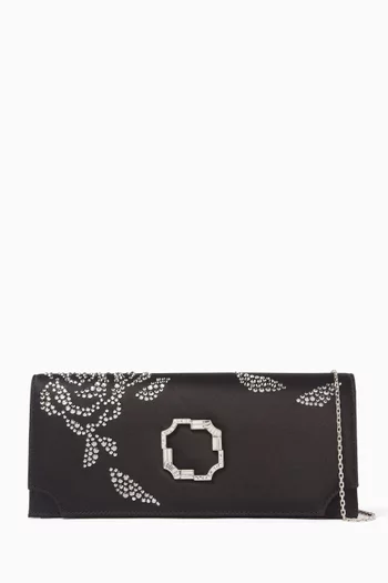 Vivien Crystal Rose Clutch in Satin