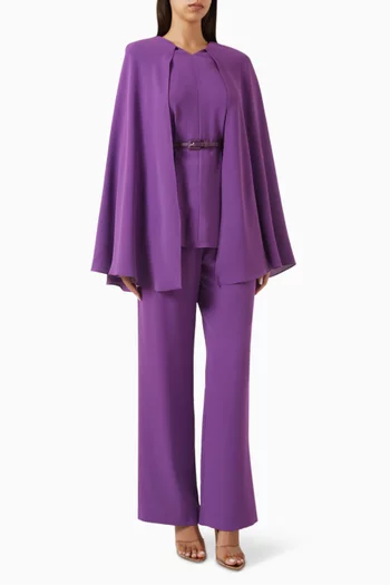 Cape-sleeve Top & Pants in Crepe