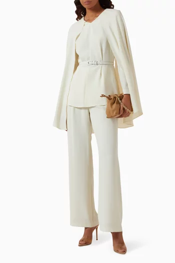 Cape-sleeve Top & Pants in Crepe
