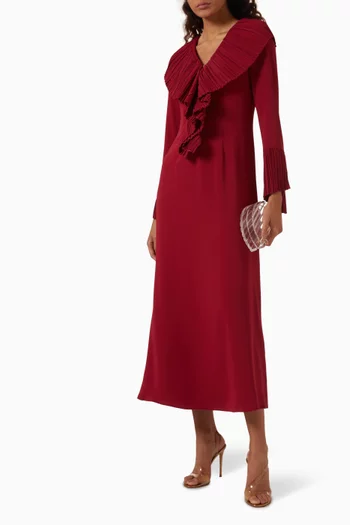 Pleated Frill Dress in Satin