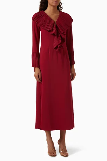 Pleated Frill Dress in Satin