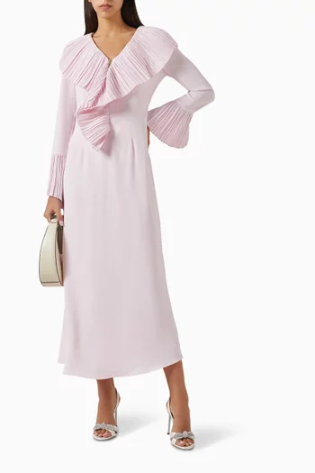 Pleated Frill Dress in Satin