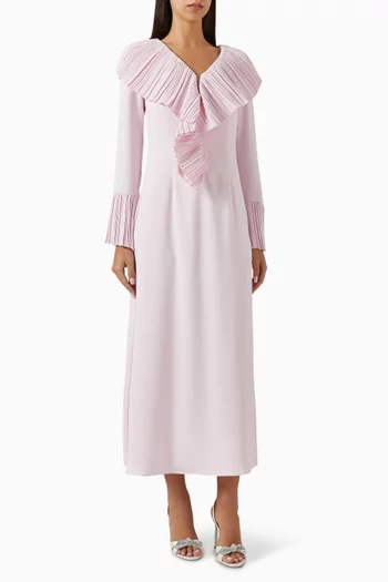 Pleated Frill Dress in Satin