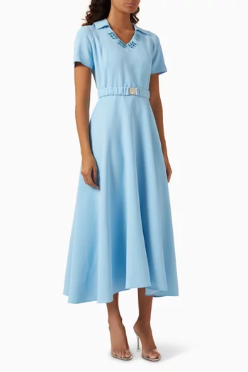 Stone-embellished Belted Dress