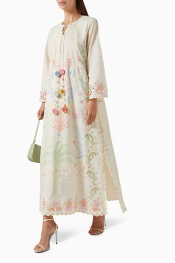 Embroidered Kaftan in Cotton