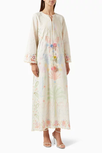 Embroidered Kaftan in Cotton