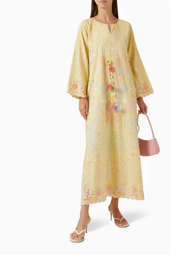 Embroidered Kaftan in Cotton