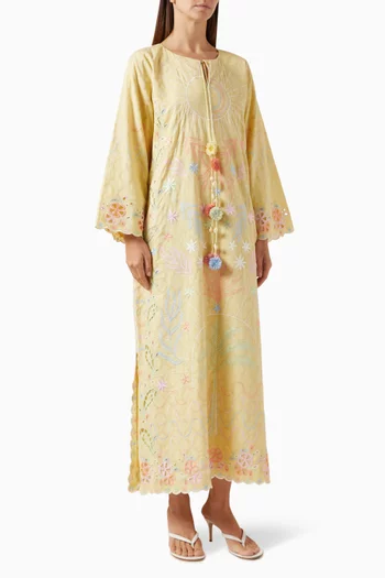 Embroidered Kaftan in Cotton