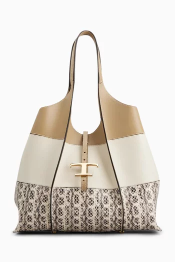 Medium T Timeless Shoulder Bag in Leather