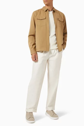 Zip-through Overshirt in Cotton Twill