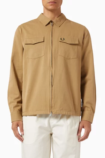 Zip-through Overshirt in Cotton Twill