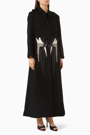 Embroidered Button Abaya