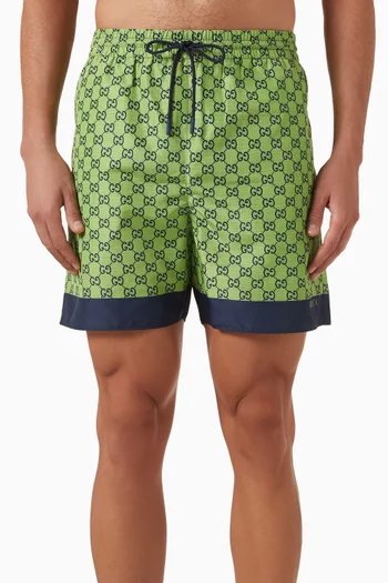 Printed Swim Shorts in Poplin Tech