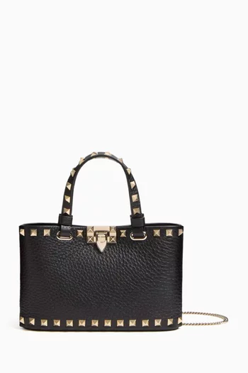 Mini Rockstud Shopper Tote Bag in Leather