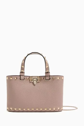 Mini Rockstud Shopper Tote Bag in Leather