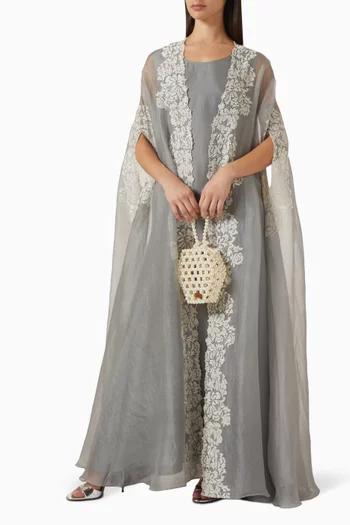 Floral-embroidered Abaya