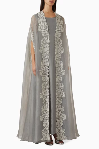 Floral-embroidered Abaya
