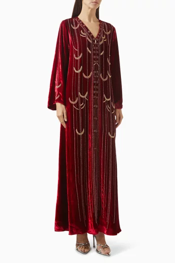 Bead-embellished Jalabiya in Crepe