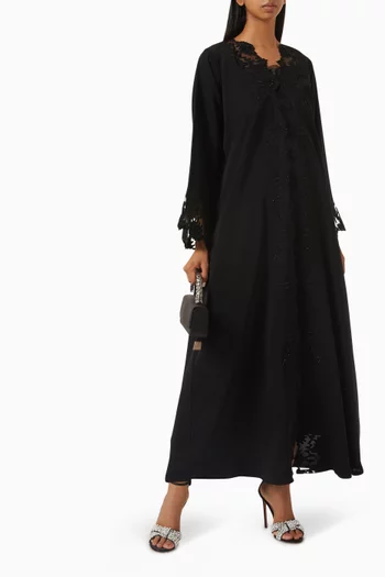 Laser-cut Work Embroidered Abaya