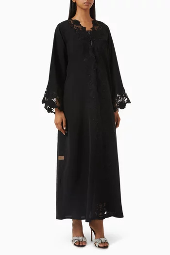 Laser-cut Work Embroidered Abaya