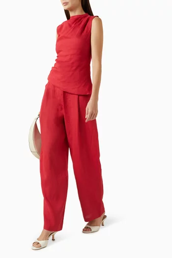 بلوزة بكشكش كتان