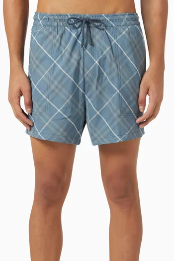 Check Swim Shorts in Nylon Twill