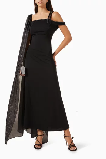 Crystal-embellished Dress in Crepe & Organza