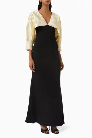 Embellished Pintuck Gown in Crepe