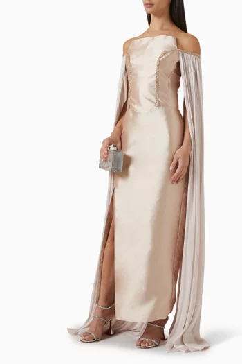 Embellished Off-shoulder Gown