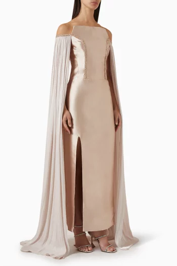 Embellished Off-shoulder Gown