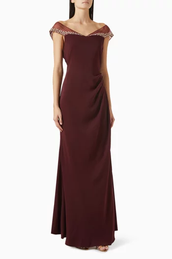 Crystal-embellished Gown in Crepe